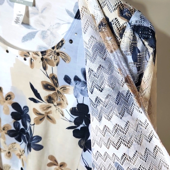 Alfred Dunner Petite 3/4 sleeve Blue and Floral Blouse Size-PS New witho… - Picture 8 of 8